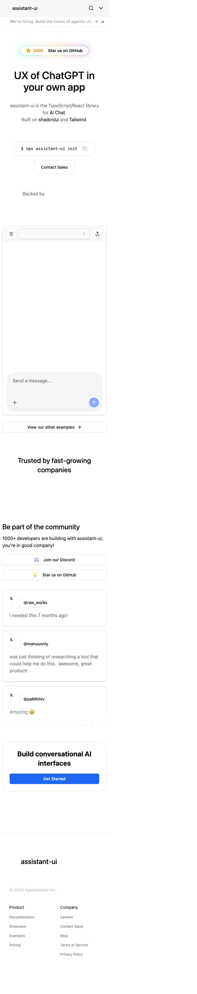 Assistant UI preview