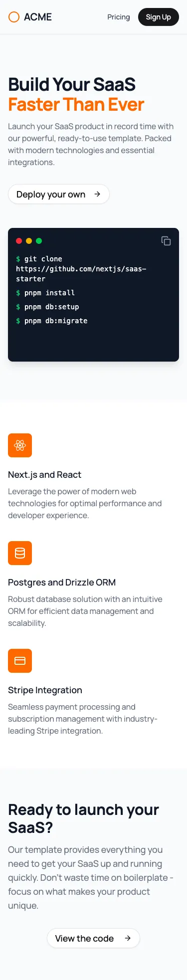 Nextjs Saas Starter preview