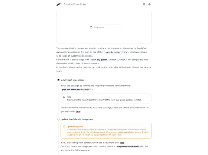 Shadcn Date Picker