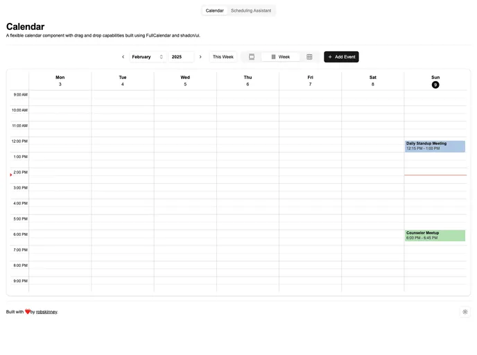 Shadcn UI Fullcalendar Example recently added example