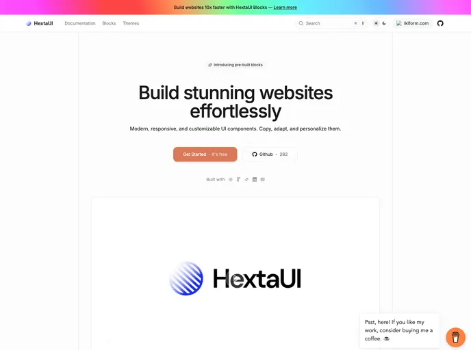 HextaUI recently added example