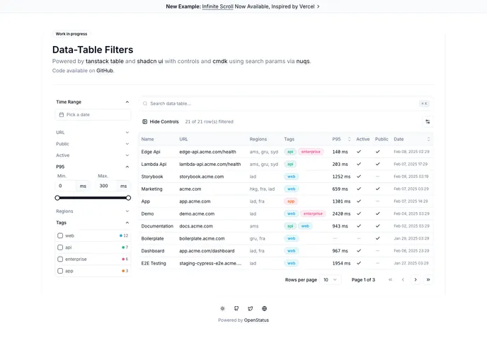 Data Table Filters