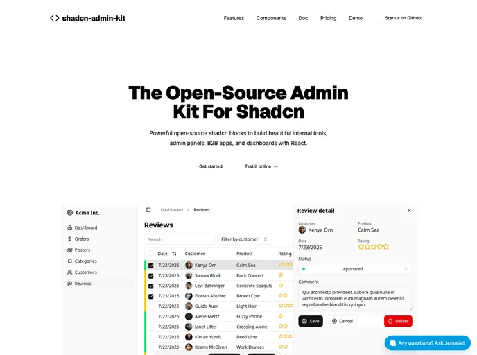 Shadcn Admin Kit
