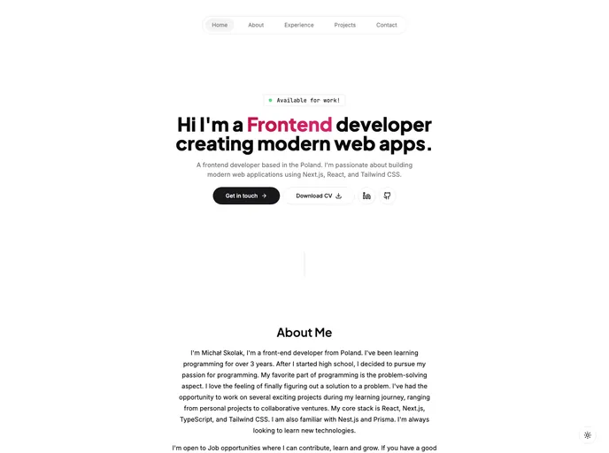 Portfolio recently added example