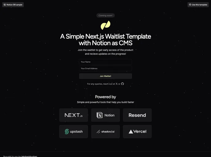Nextjs Notion Waitlist Template