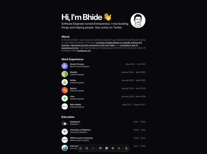 Bhide Portfolio Template recently added example