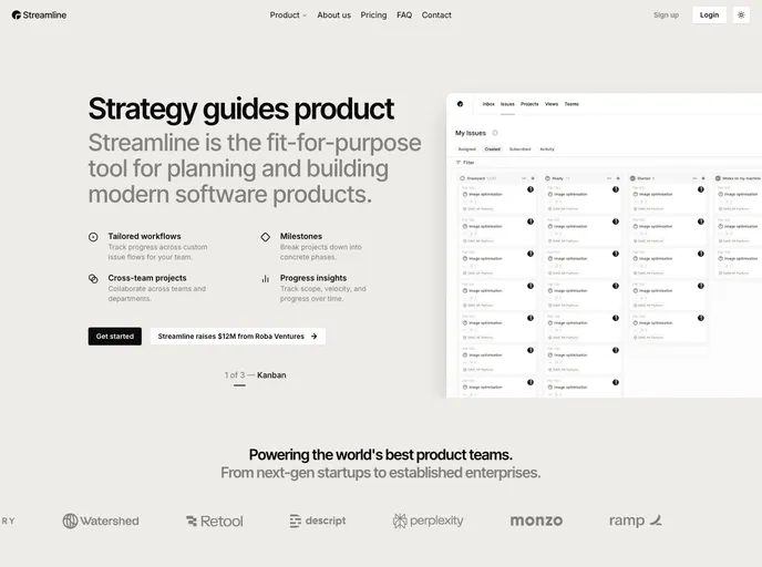 Streamline - Nextjs shadcn/ui Template recently added example