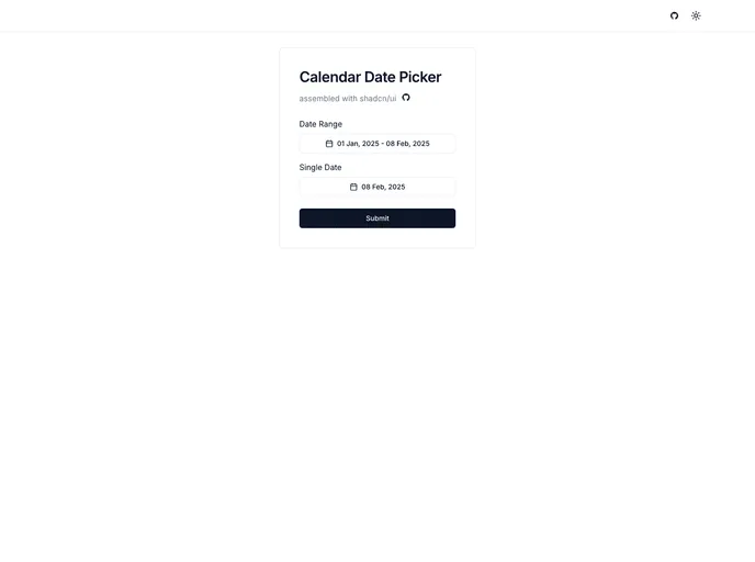 Shadcn Calendar Component recently added example