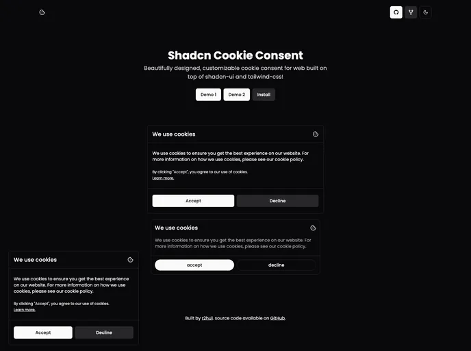 Shadcn Cookie Consent
