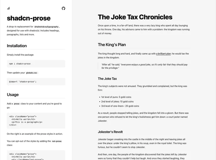 Shadcn Prose