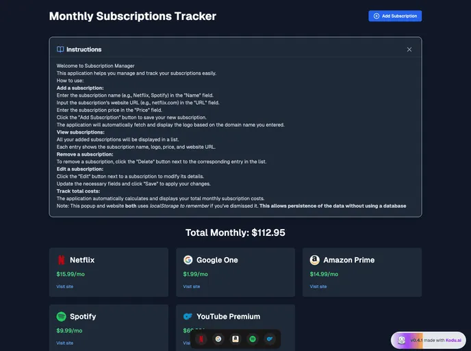Subs recently added example