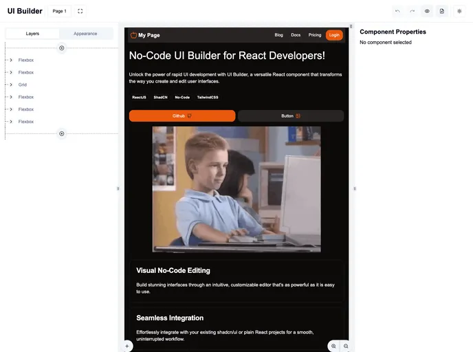 UI Builder recently added example